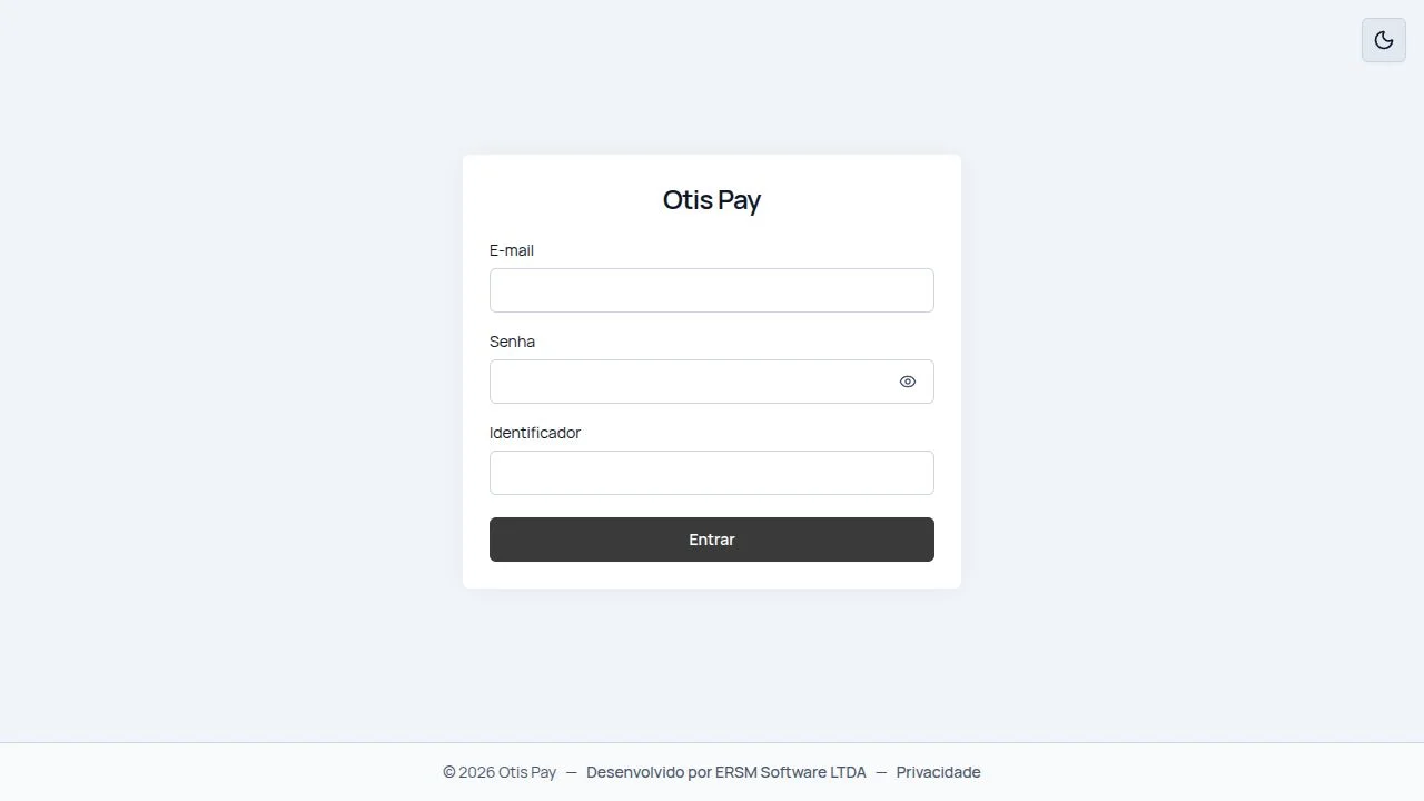 Tela de acesso à plataforma Otis Pay